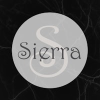 the logo for sierra on a black marble background